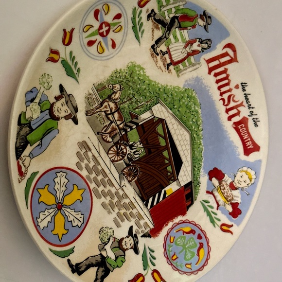 Vintage Amish Folk Art Plate, Collectible & Rustic Home Decor, Good Condition - Picture 9 of 14